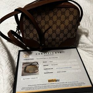 Gucci GG Canvas Crossbody in Brown and Tan